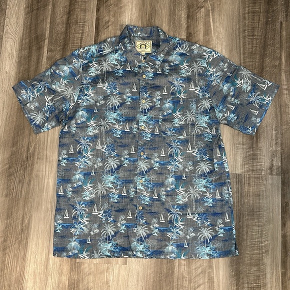 Scully Farthest Point Hawaiian Sailboats Short Sleeve Button Down Shirt - XL - Picture 2 of 6